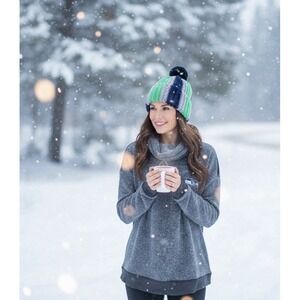 Seattle Seahawks Sweater Womens  L Gray Bundle Backpack And Knit Hat Fan Pack‎